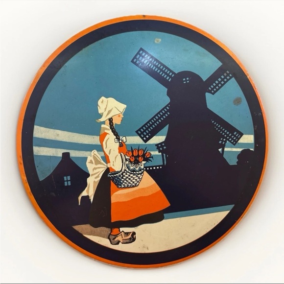 Other - Vintage Dutch Girl Windmill Biscuit Tin Collectible